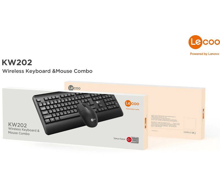 Lenovo Lecoo KW202 Q Türkçe Kablosuz Siyah Klavye + Mouse Seti - görsel 4