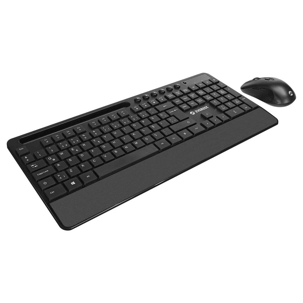 Everest KM-9676 Siyah Multimedya Tablet-Telefon Standlı Klavye + Mouse Set - görsel 2