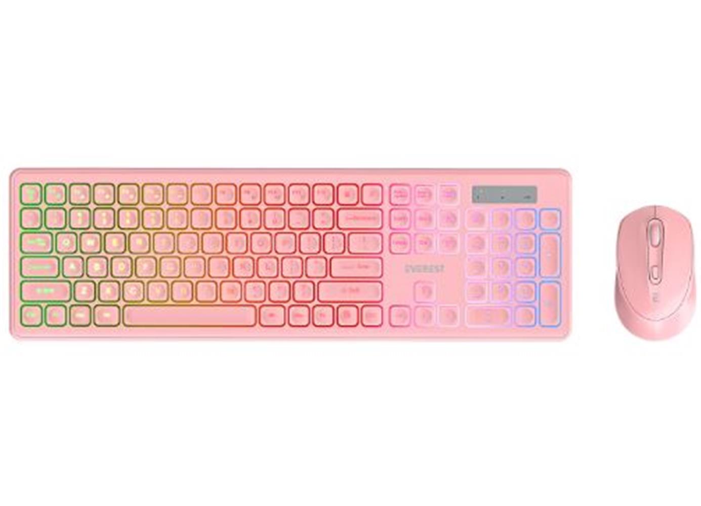 Everest KM-319BT Pembe 2.4G+BT1+BT2 Çoklu Cihaz Bağlantılı Q Set Kablosuz Klavye + Mouse - görsel 2