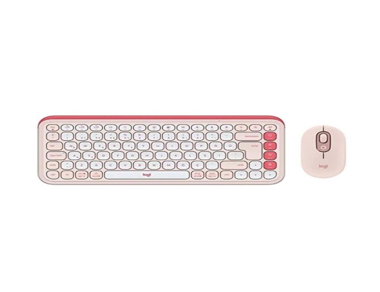 Logitech Pop Icon Combo 920-013077 Pembe Kablosuz Klavye Mouse Seti