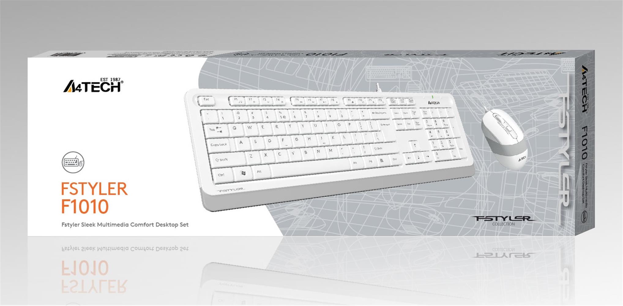 A4 Tech F1010 Q Usb Beyaz Fn-Mm Klv+Optik Mouse Set - görsel 2