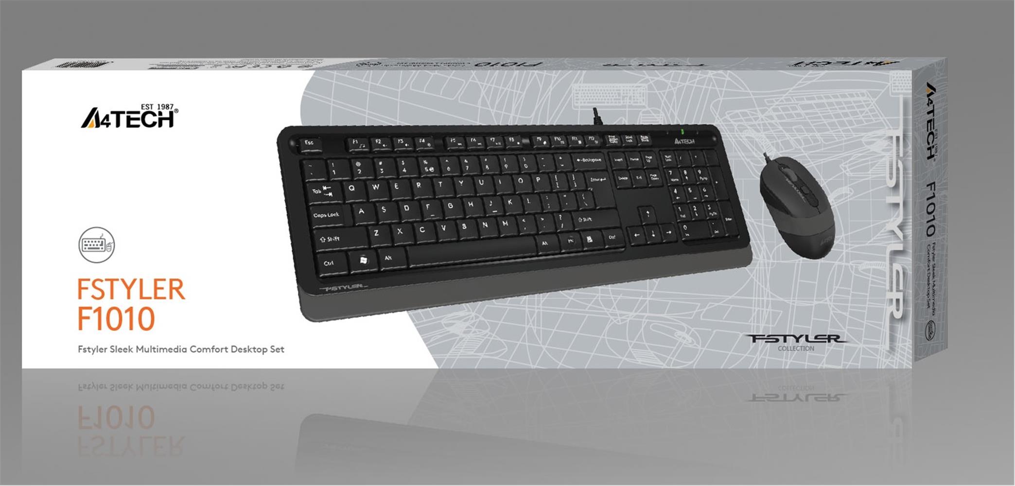 A4 Tech F1010 Q Usb Gri Fn-Mm Klv+Optik Mouse Set - görsel 2