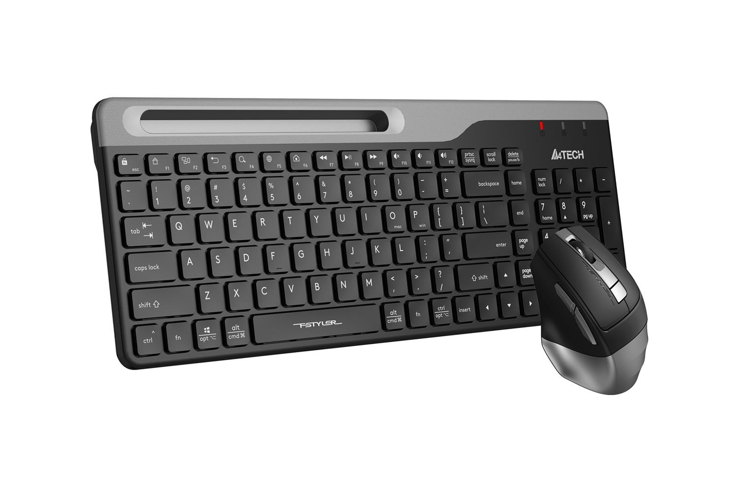 A4 Tech Fstyler FB2535C Gri Bluetooth+2.4G Nano Fn Multimedya Klavye Şarjlı Mouse Set - görsel 2