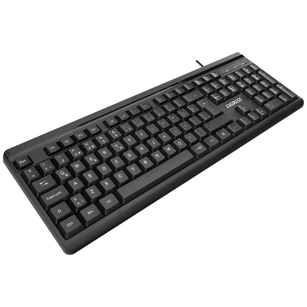 Everest KB-741Q Siyah/Gri USB 2 Metre Bakır Kablolu Usb Q Klavye - görsel 2
