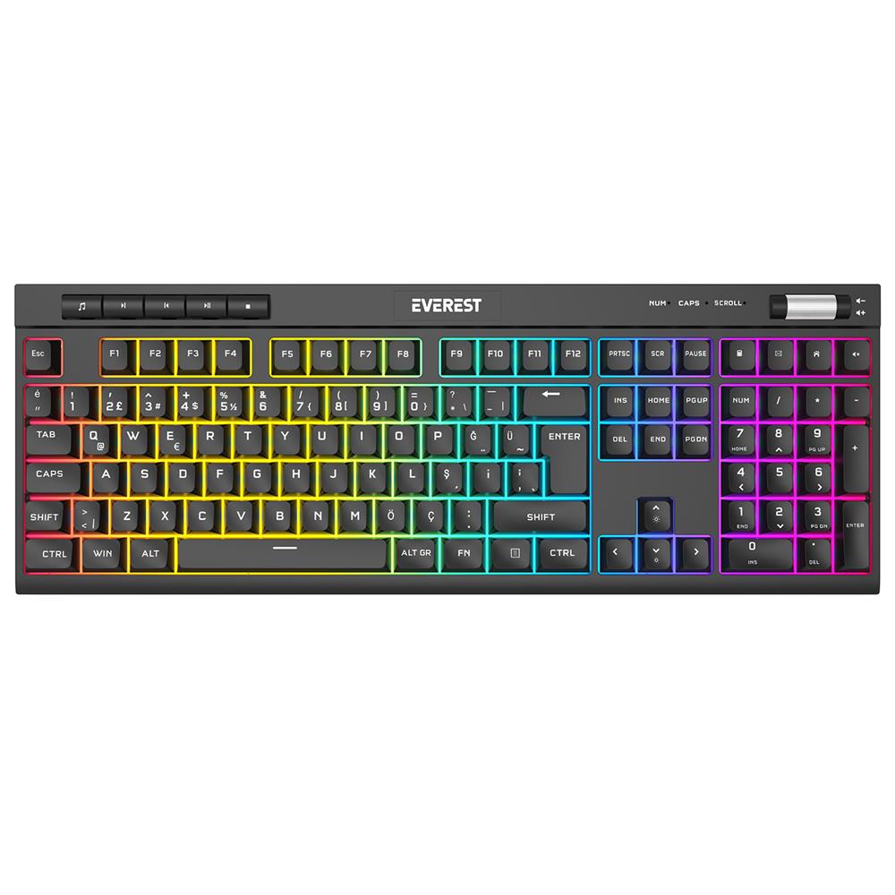 Everest KB-68 Shin Siyah Rainbow Q Membrane Klavye RGB - görsel 2
