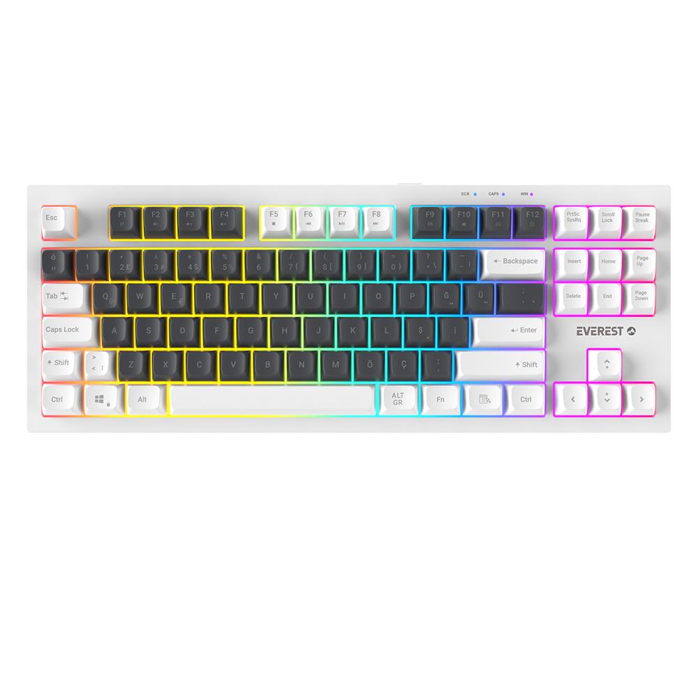 Everest KB-98 SILENT TKL Gri Mavi/Beyaz Rainbow Q Membrane Klavye - görsel 2