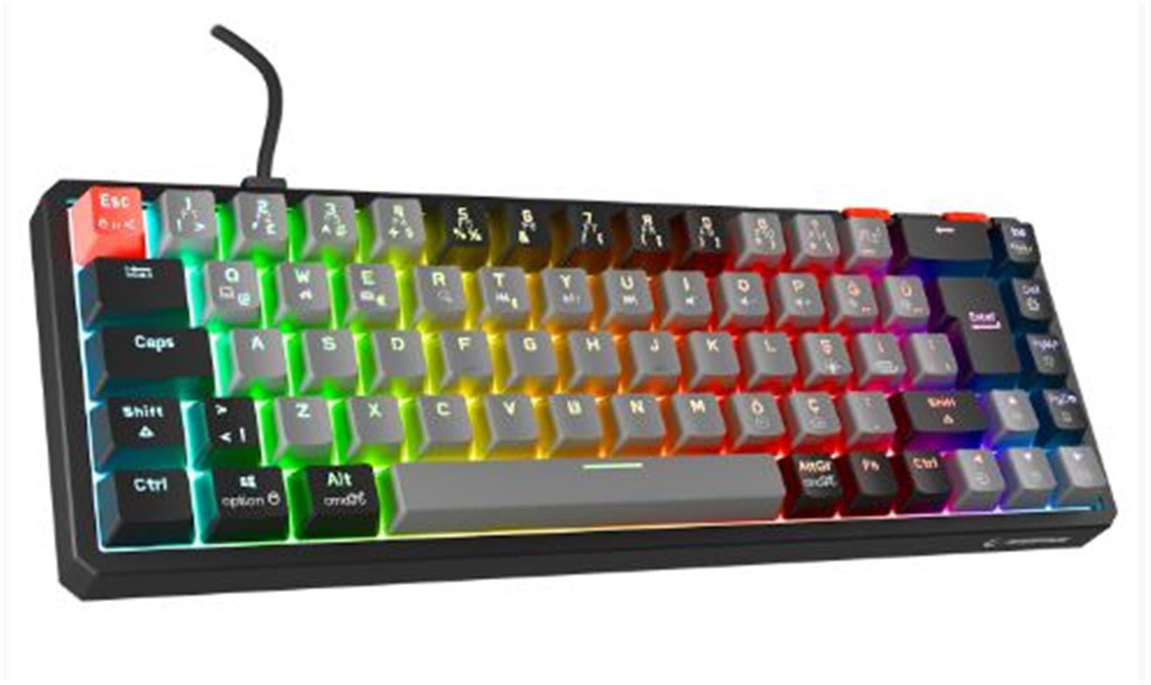 Rampage YORU MINI Gri/Siyah Type-C Bağlantılı OUTEMU Red Swich Q Mekanik Gaming Oyuncu Klavye RGB - görsel 2