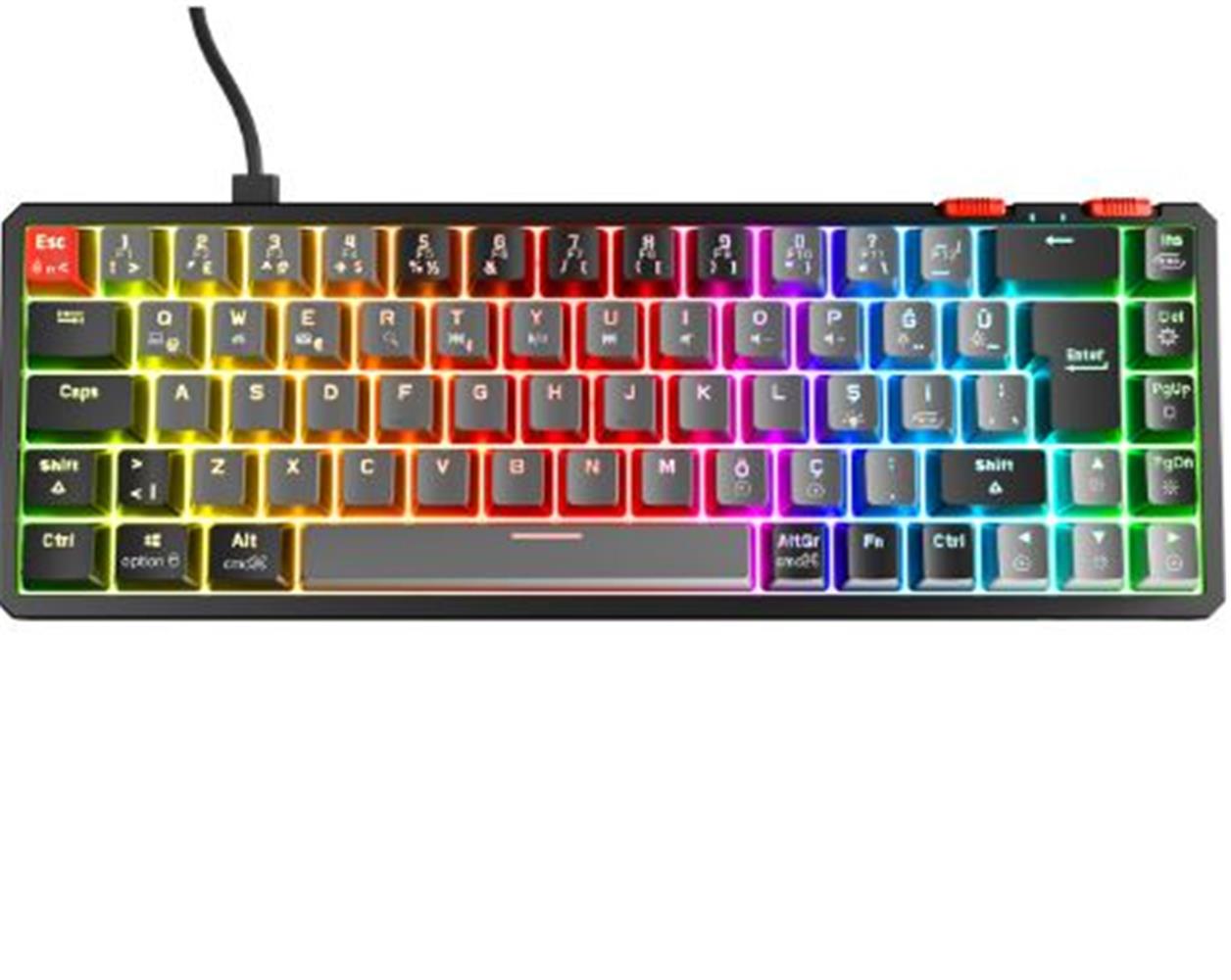 Rampage YORU MINI Gri/Siyah Type-C Bağlantılı OUTEMU Red Swich Q Mekanik Gaming Oyuncu Klavye RGB