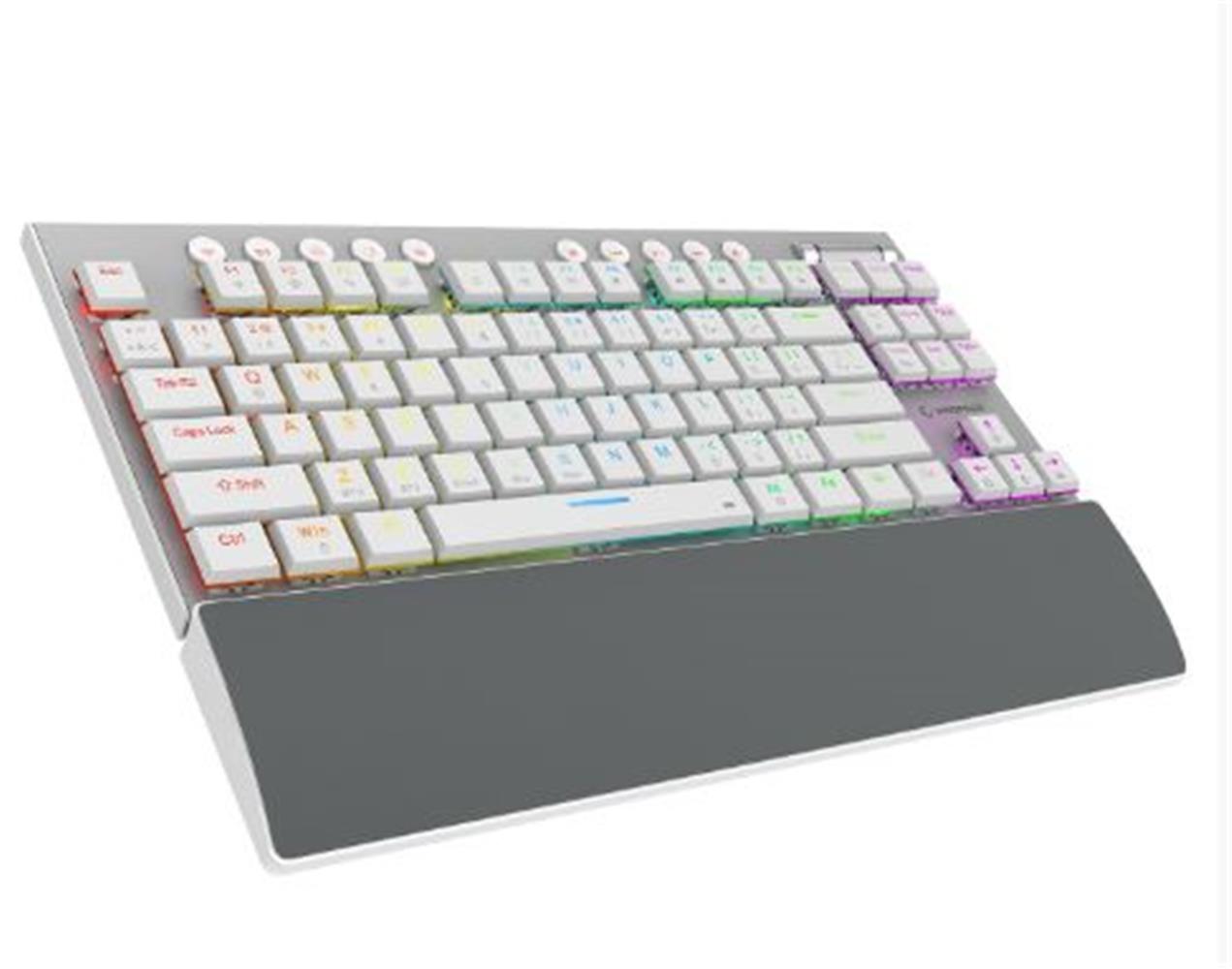 Rampage BERU Beyaz 2.4G + BT Wireless RED SWITCH Mekanik Gaming Oyuncu Klavye Slim RGB - görsel 2