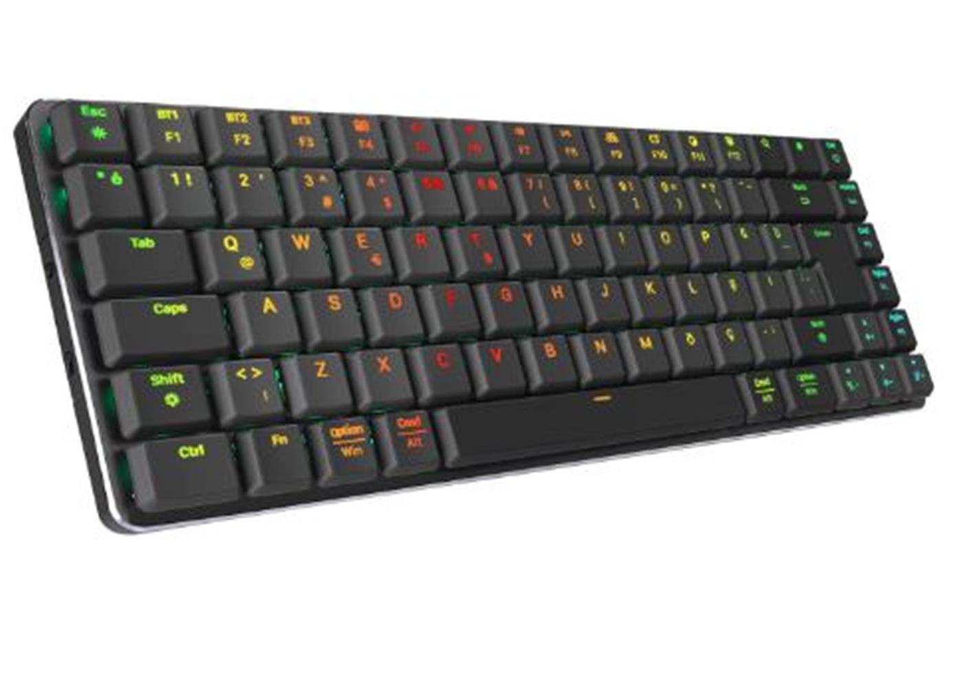 Rampage W-GRANITE Siyah/Gri Low Profile BLUE SWITCH Mekanik Gaming Oyuncu Klavye Q RGB 2,4 ghz+ BT - görsel 2