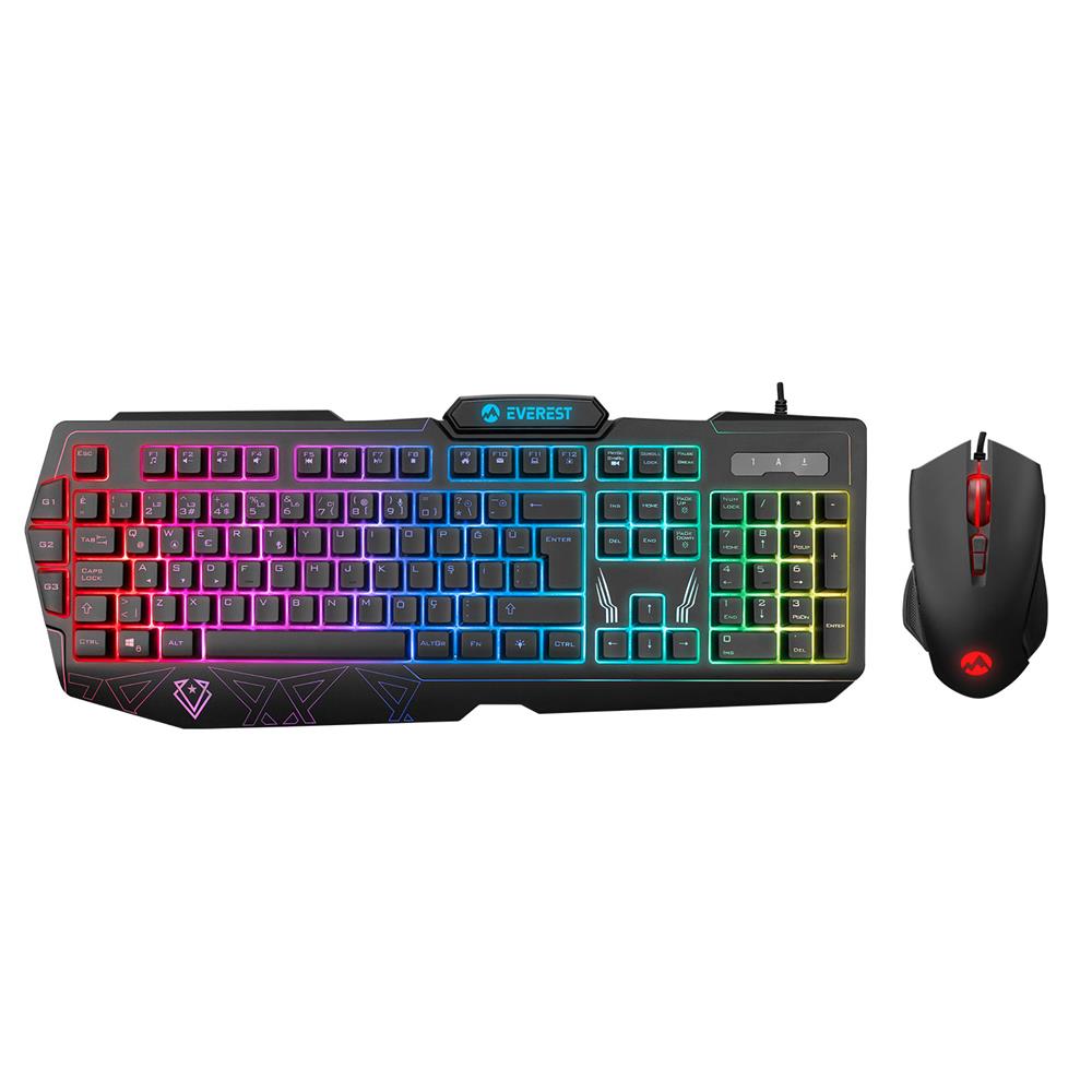 Everest KM-6168 FORMULA COMBO Usb 3 Makro Tuşlu RGB Aydınlatmalı Q Gaming Oyuncu Klavye Mouse Set - görsel 2