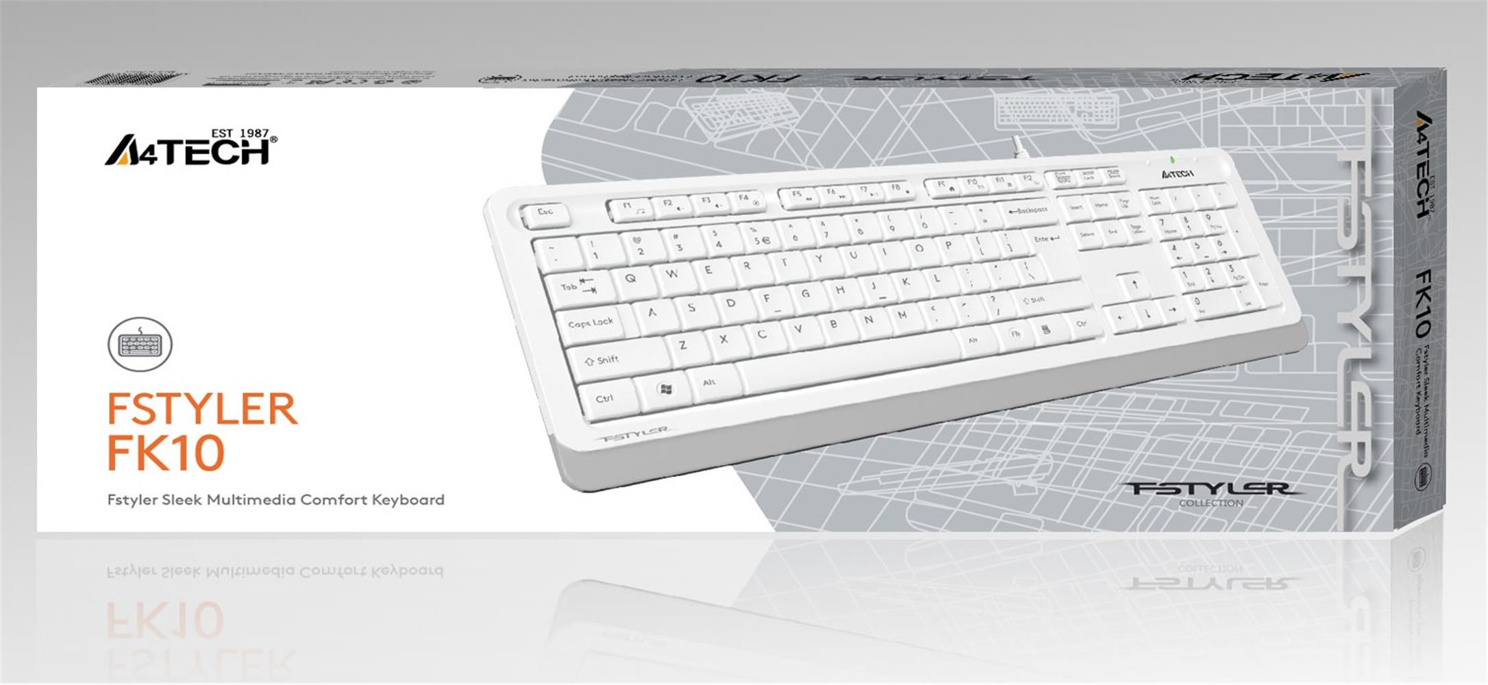 A4 Tech Fk10 Q Usb Fsytyler Beyaz Tr Fn-Mmedya Klavye - görsel 2
