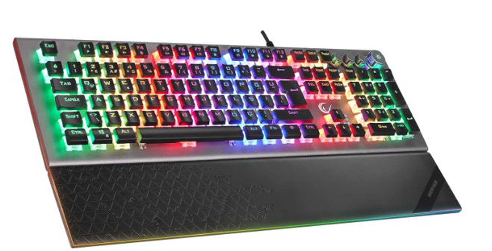 Rampage KB-R101 IMPRESSIVE Gri/Siyah USB RGB Aydınlatmalı İnce Tasarım Red Switch Oyuncu Klavyesi - görsel 2