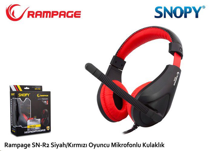 Snopy Rampage SN-R2 Oyuncu Kırmızı / Siyah Mikrofonlu Kulaklık - görsel 2
