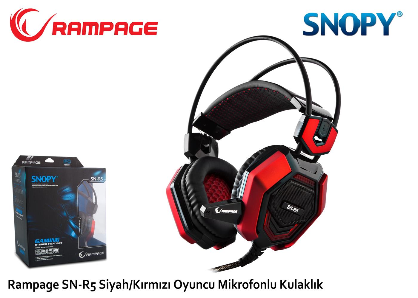 Rampage SN-R5 X-CORE Siyah/kırmızı Oyuncu Mikrofonlu Kulaklık Usb - görsel 2