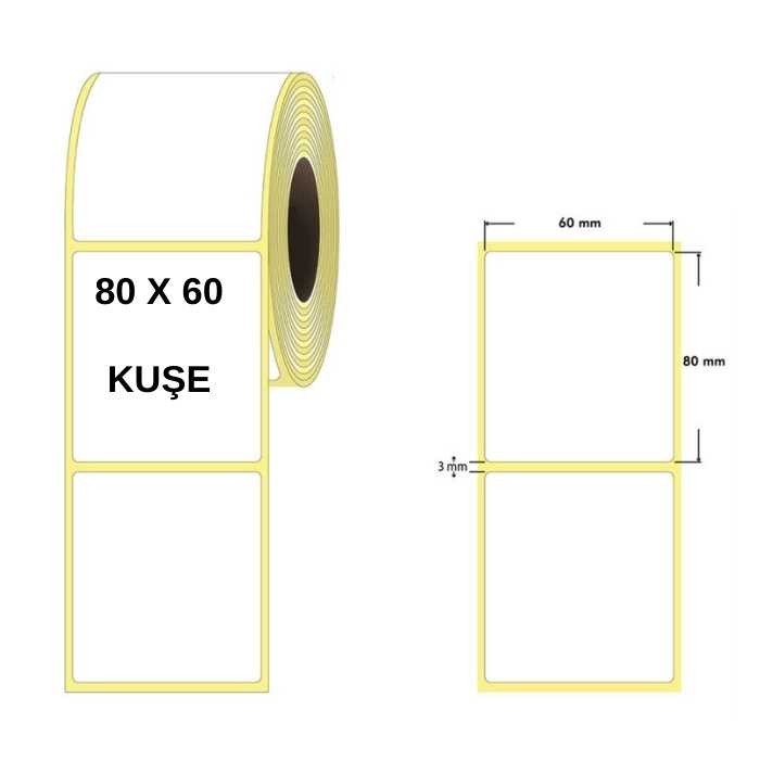 Etiket 60 X 80 Kuşe Tekli 500 Sarım