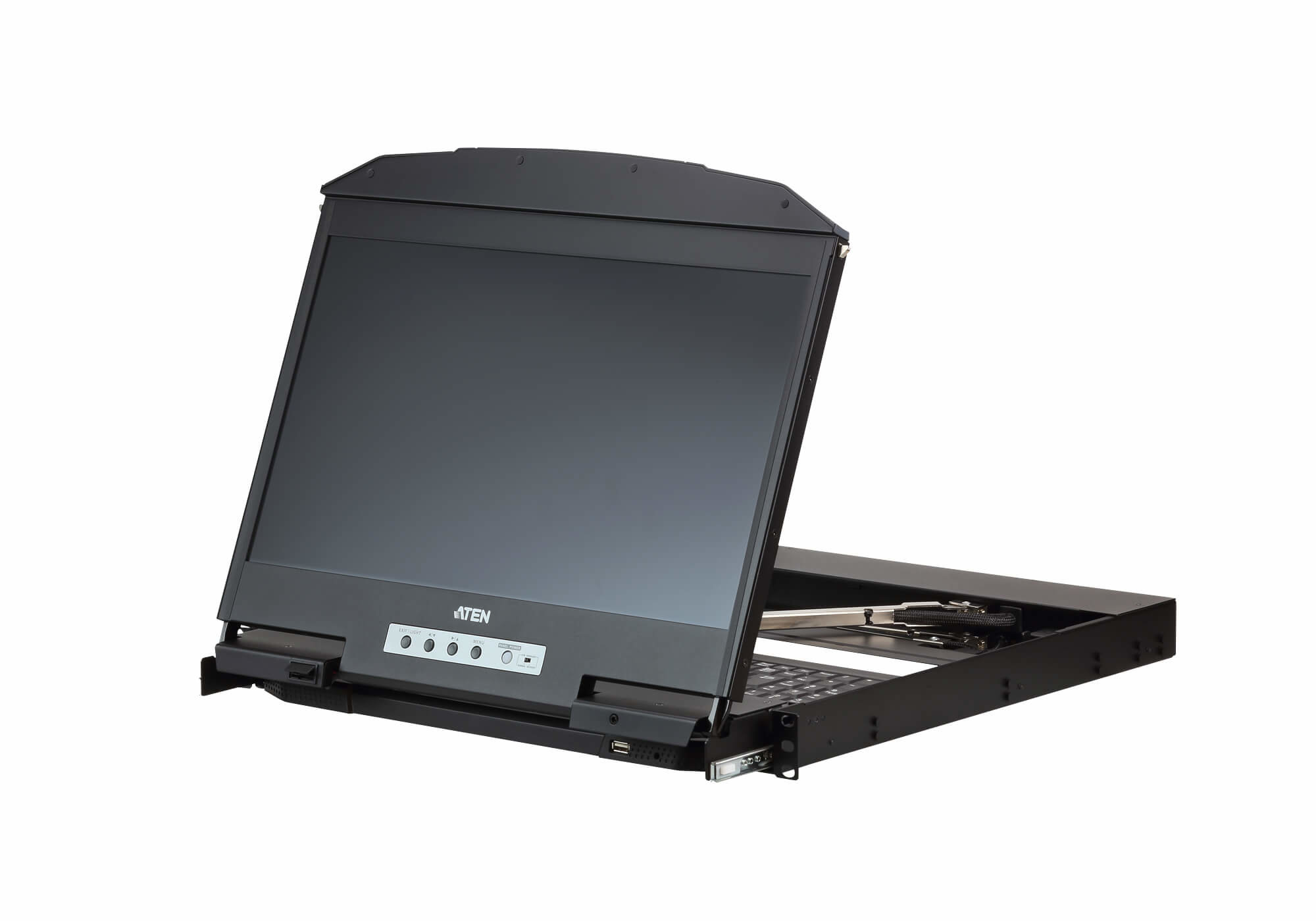 Aten CL3800NWT 1U Ultra Kısa Derinliğe Sahip Çift Raylı Geniş Ekran LCD Konsol - görsel 3