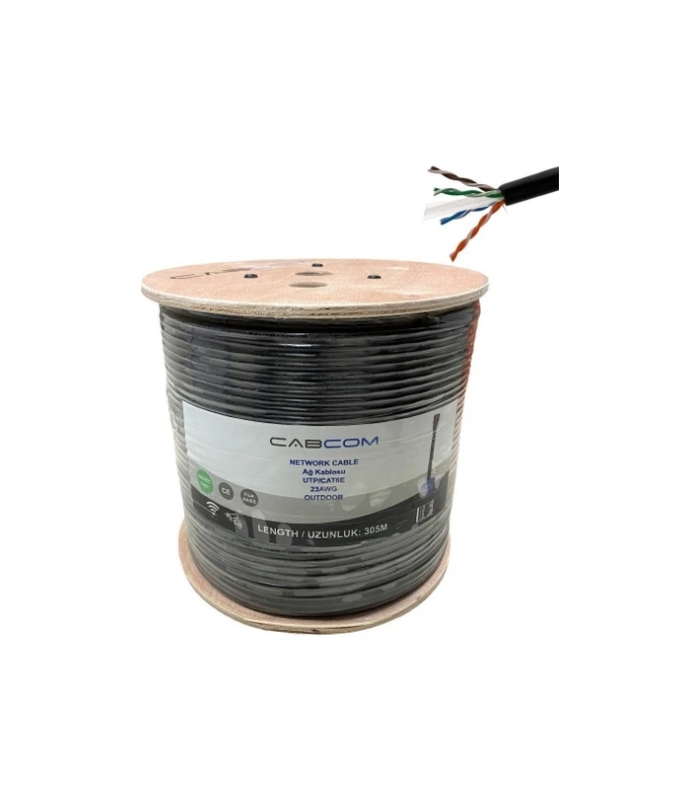 CABCOM CAT6 KABLO 305MT UTP-LSZH 23AWG SİYAH -OUTDOOR (MAKARA)