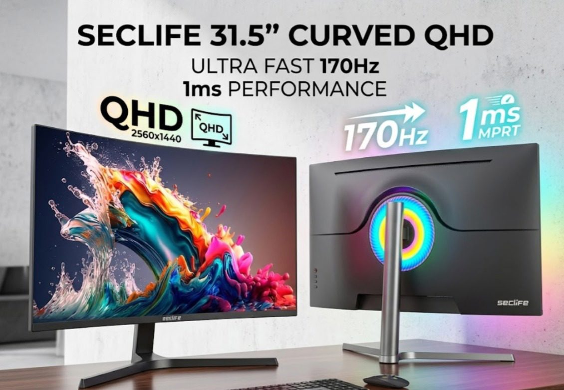 Seclife 31.5" RC315170H1 2560*1440 1ms 170Hz DP+HDMI+USB R1800 Curve QHD Monitör - görsel 3