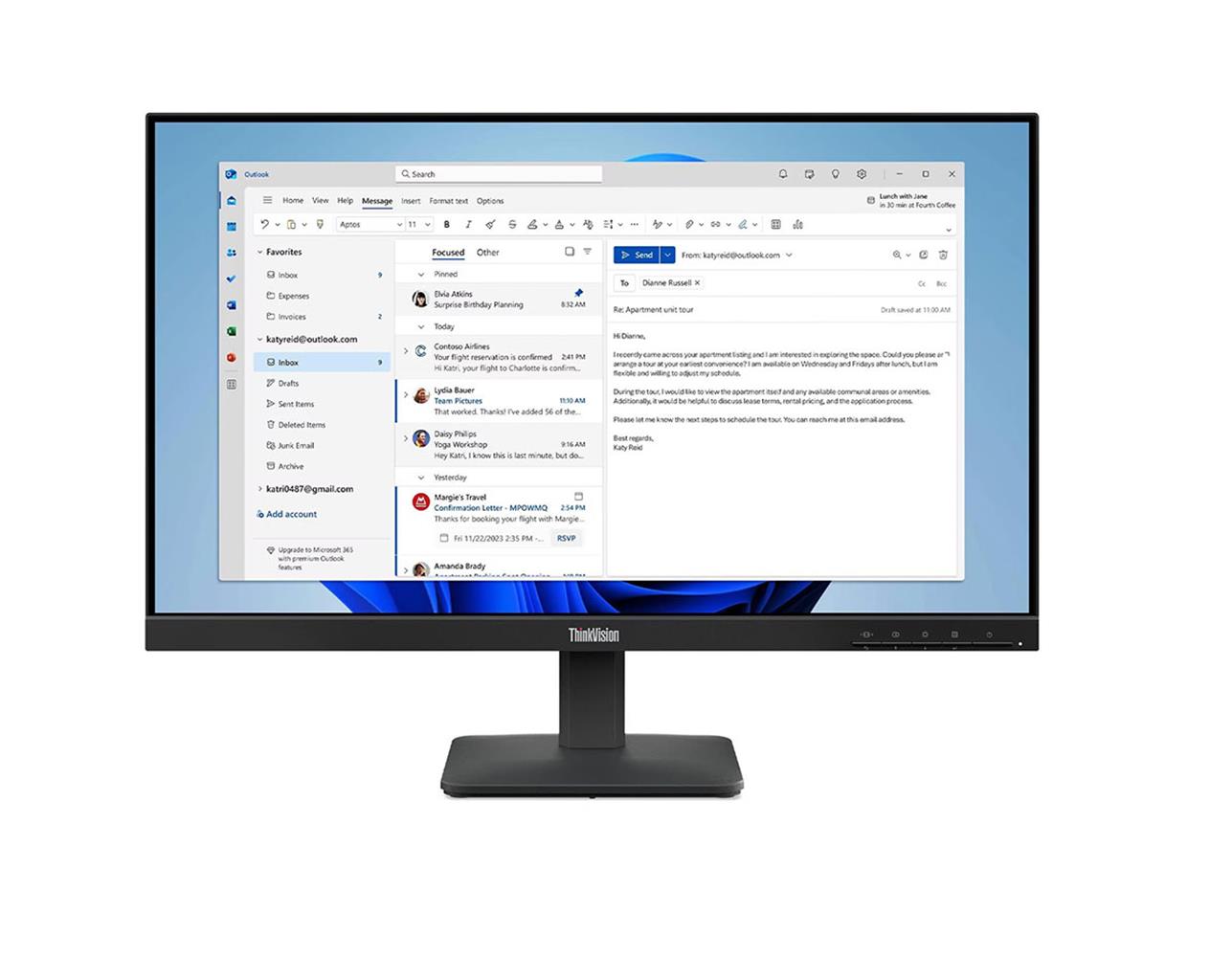 Lenovo 23.8" Thinkvision 64B5KAT1TK S24-4e 100Hz 4ms Full HD IPS Hdmı+Vga Monitör - görsel 2