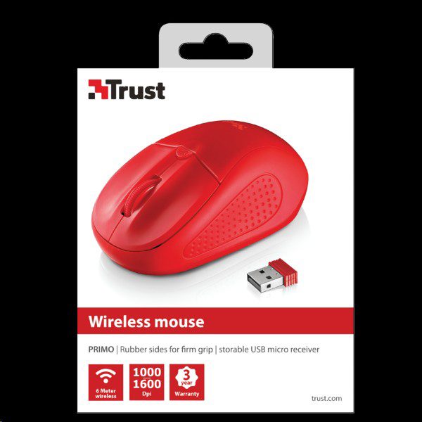 Trust 20787 Primo 1600DPI Kablosuz Kırmızı Mouse - görsel 2