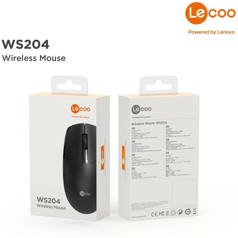 Lenovo Lecoo WS204 Nano Alıcılı Kablosuz 1200dpi Siyah 3 tuş Mouse - görsel 4