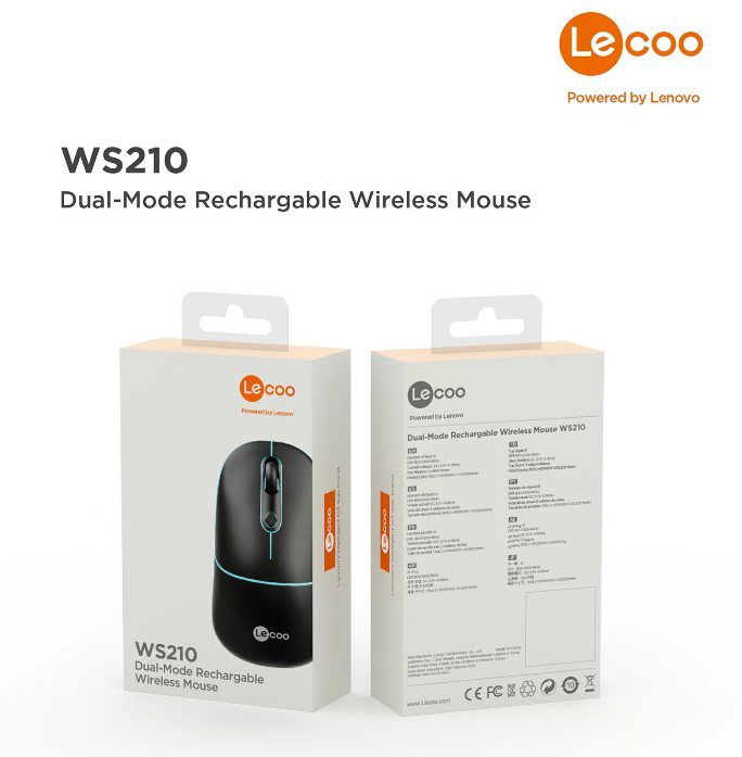 Lenovo Lecoo WS210 WiFi+ Bluetooth Kablosuz 2.4Ghz Siyah 6Tuşlu Şarjlı Mouse - görsel 4