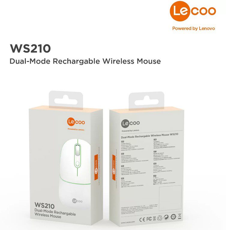 Lenovo Lecoo WS210 WiFi+ Bluetooth Kablosuz 2.4Ghz Beyaz 6Tuşlu Şarjlı Mouse - görsel 4