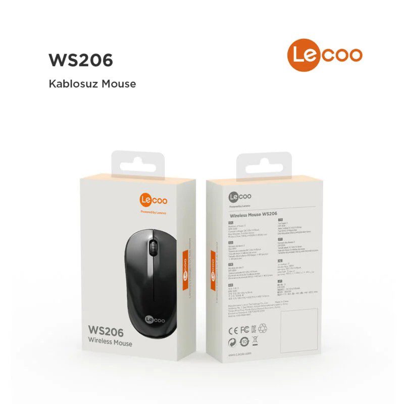Lenovo Lecoo WS206 Kablosuz Siyah 3 Tuş Mouse - görsel 5