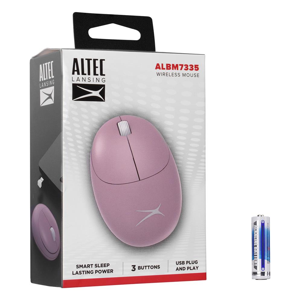 Altec Lansing ALBM7335 Pembe 2.4GHz USB 1200DPI Alkalin Pilli Kablosuz Mouse
