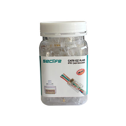Seclife SNW-7020P Cat6 8P8C Çaplı (100 Ad.) RJ45 Konnektör - görsel 2