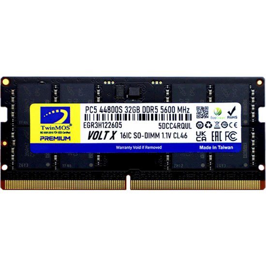 32GB TwinMOS 5600MHz CL46 (TMD532GB5600S46) DDR5 Notebook Ram