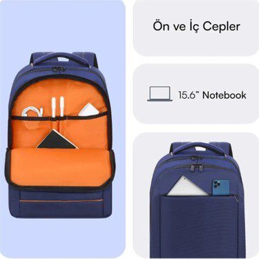 Mack MCC-006BL 15.6" Office Dahili USB Girişli Notebook Sırt Çantası Lacivert - görsel 2