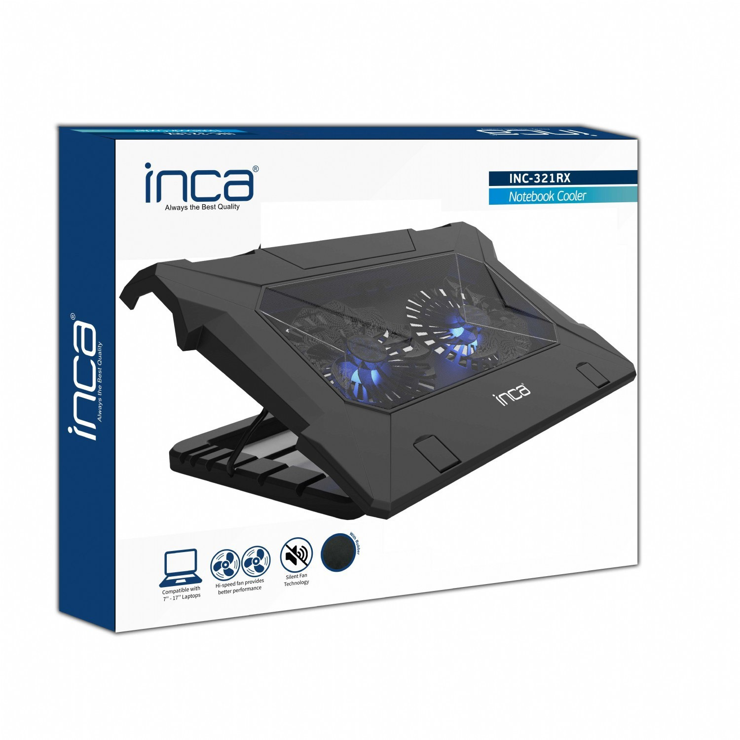 İnca Inc-021rx Ergonomıc Double Fan + Stand + With Rubber Sılent Notebook Cooler Black - görsel 5