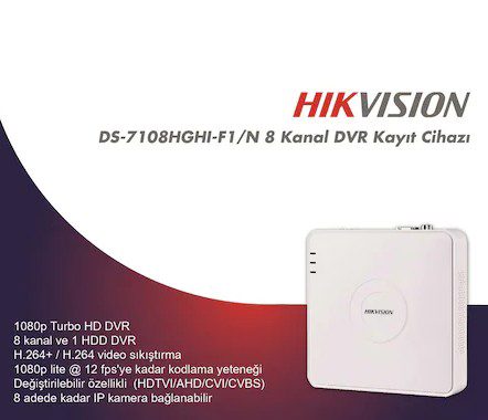 Hikvision DS-7108HGHI-K1 8 Kanal DVR Kayıt Cihazı - görsel 2