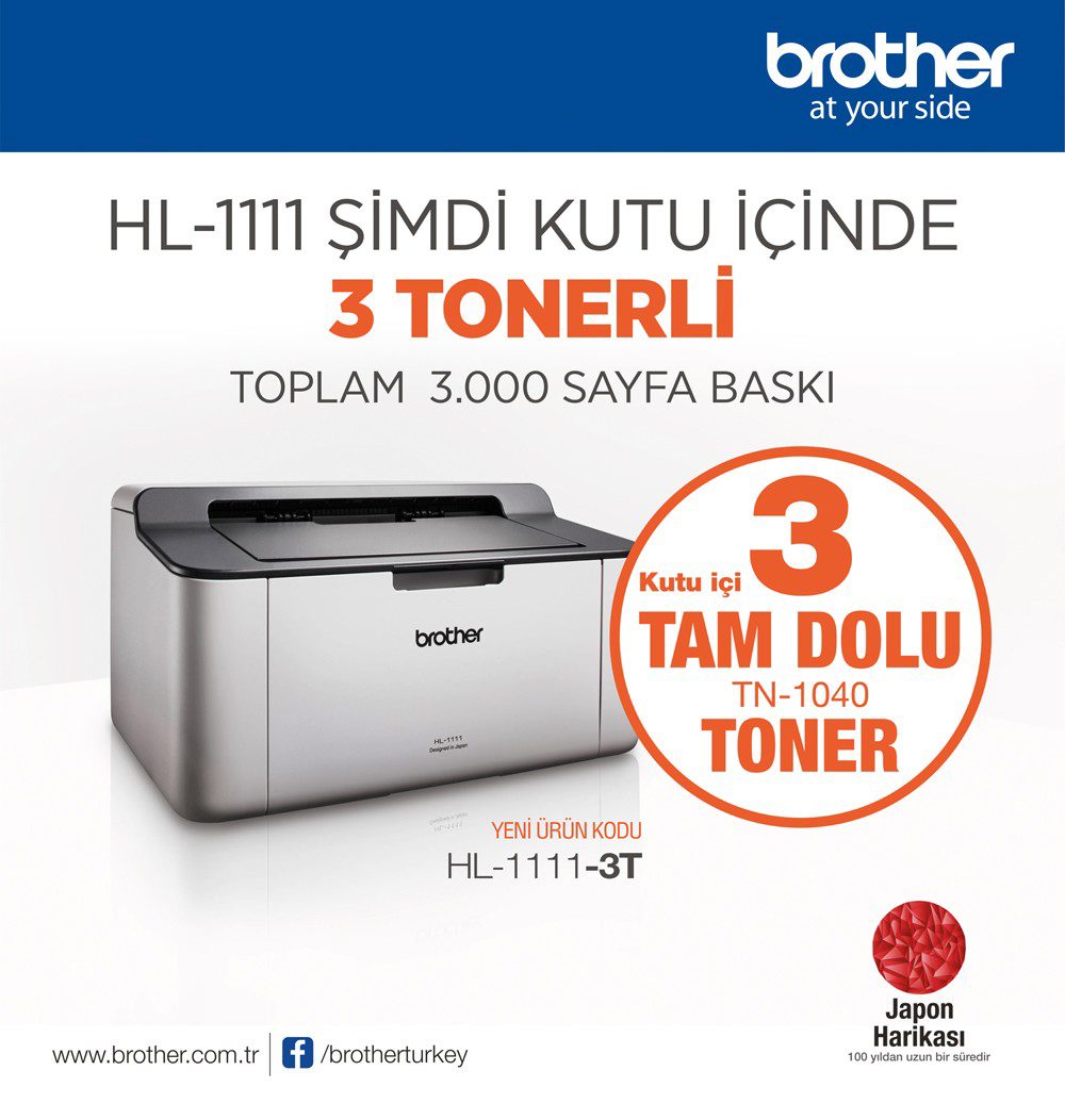 Brother HL-1111-3T Mono Laser Yazıcı (3xTam Dolu Toner) - görsel 3