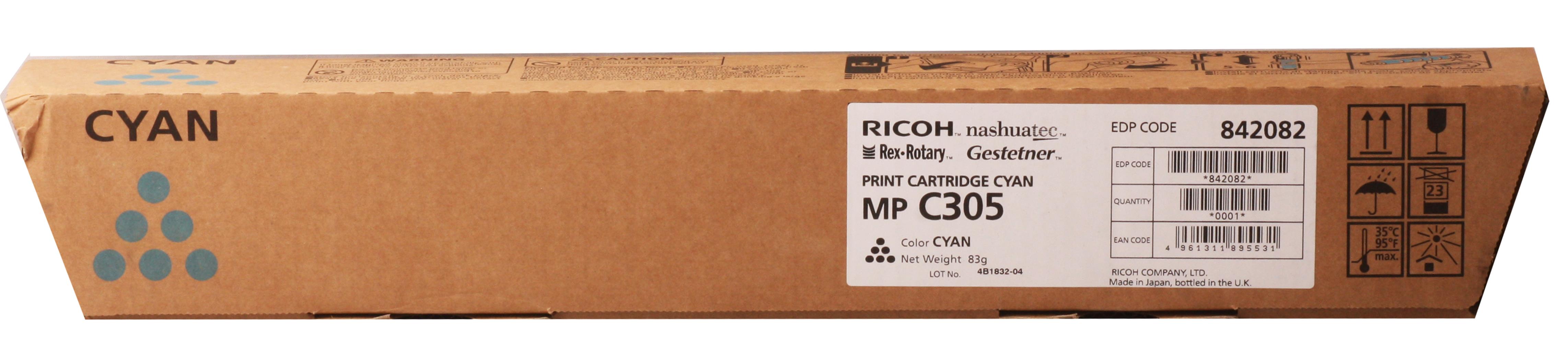 Ricoh MP C305 Cyan Mavi Orjinal Fotokopi Toneri MP C305SP/305SPF 4.000 Sayfa