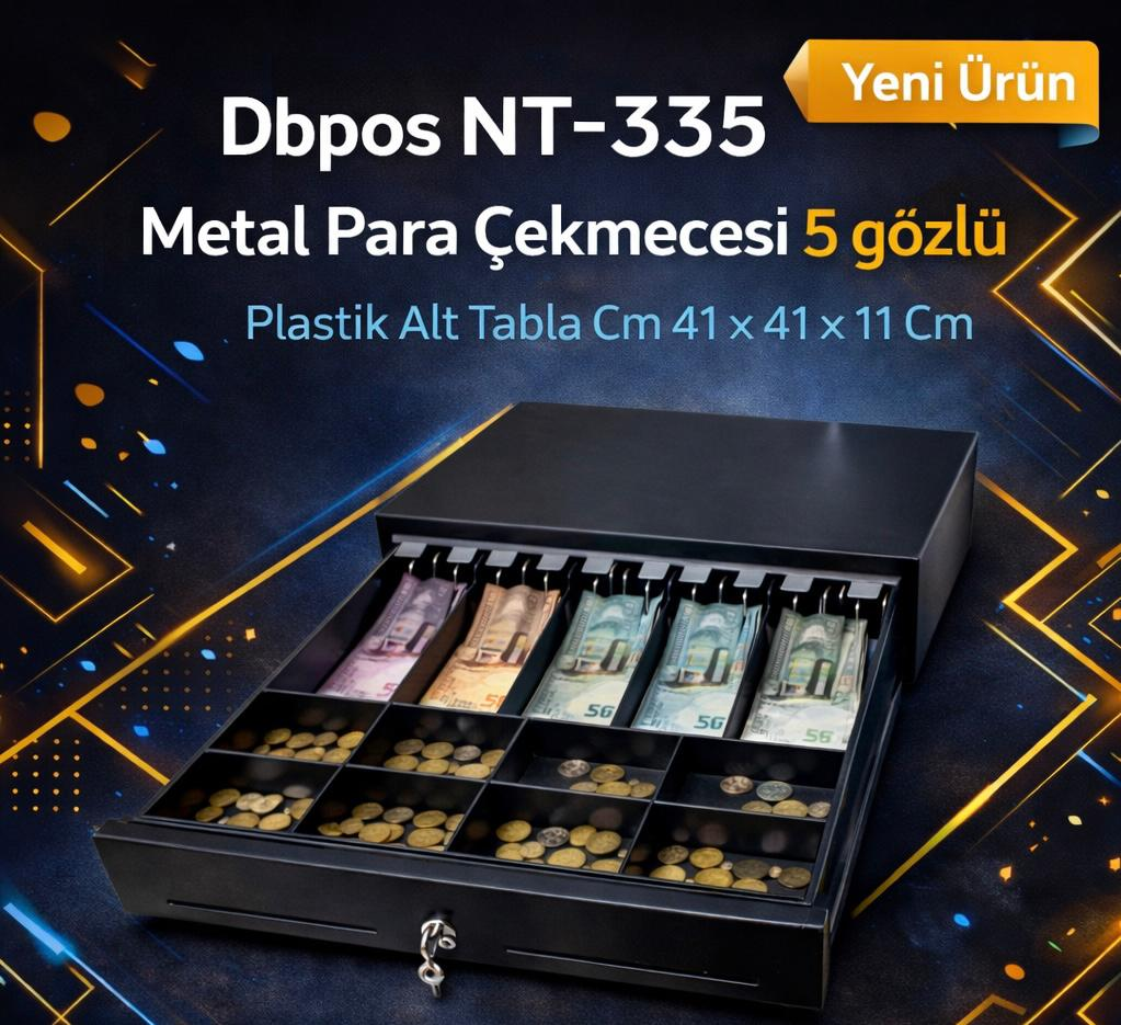 Dbpos NT-335 Metal Para Çekmecesi 5 gözlü Plastik Alt Tabla Cm 41 x 41 x 11 Cm - görsel 4