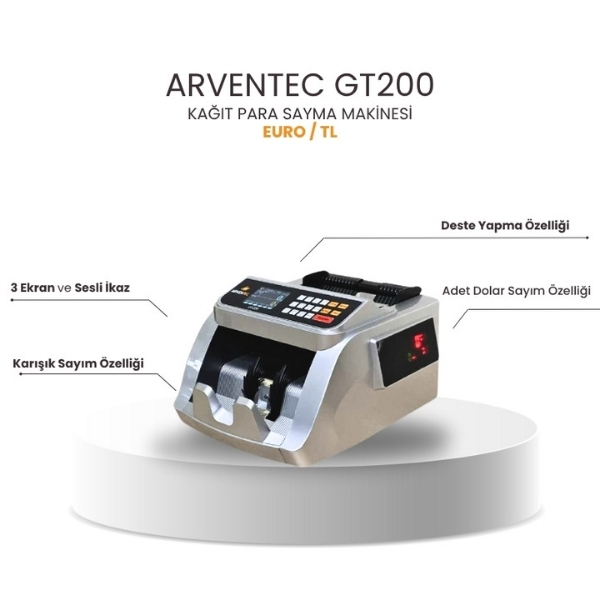 Arventec GT200 / TL- Euro Kağıt Para Sayma Makinesi - görsel 2