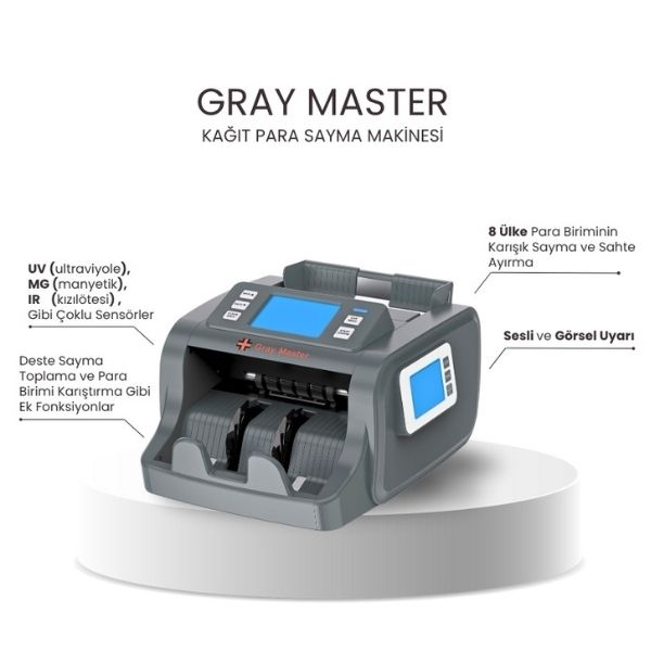 Gray Master 8 Ülke Kağıt Para Sayma Makinesi - görsel 3