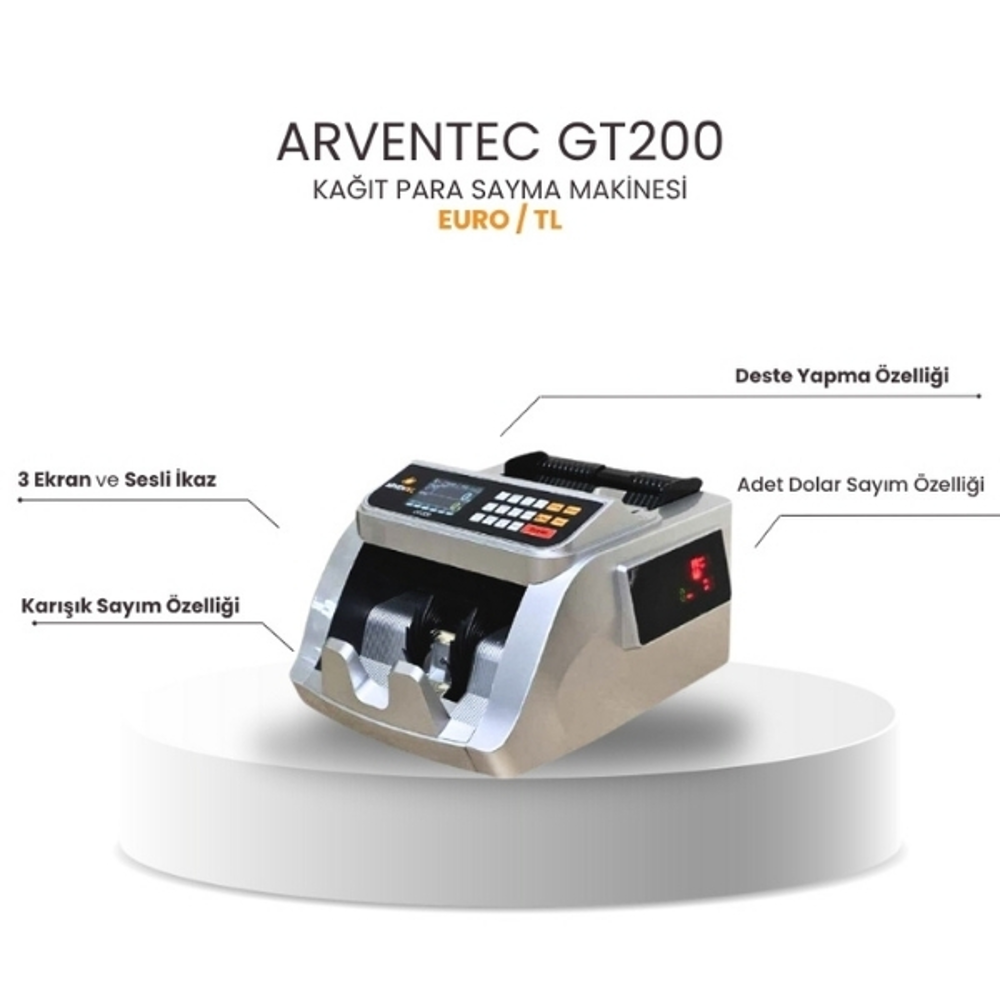 Arventec GT200 TL / EURO Kağıt Para Sayma Makinesi - görsel 2