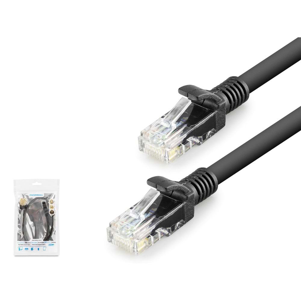 Hadron HDX5068 Cat6 Ethernet Patch Kablosu 1 Gbps 250 MHz 60 cm Siyah