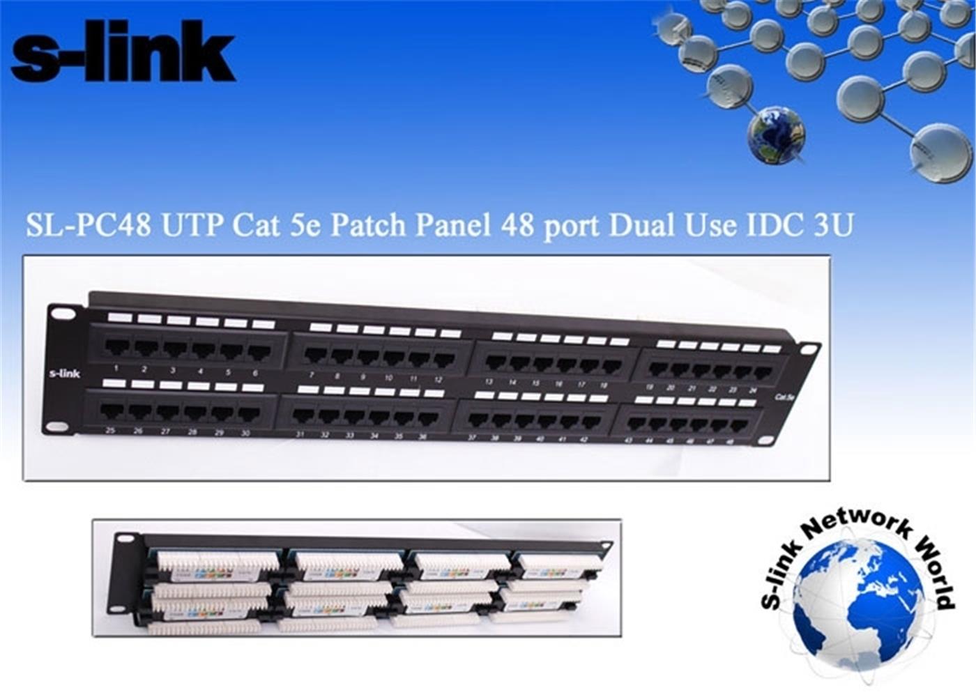 S-link SL-PC48 48 Port Cat5 Utp Patch Panel