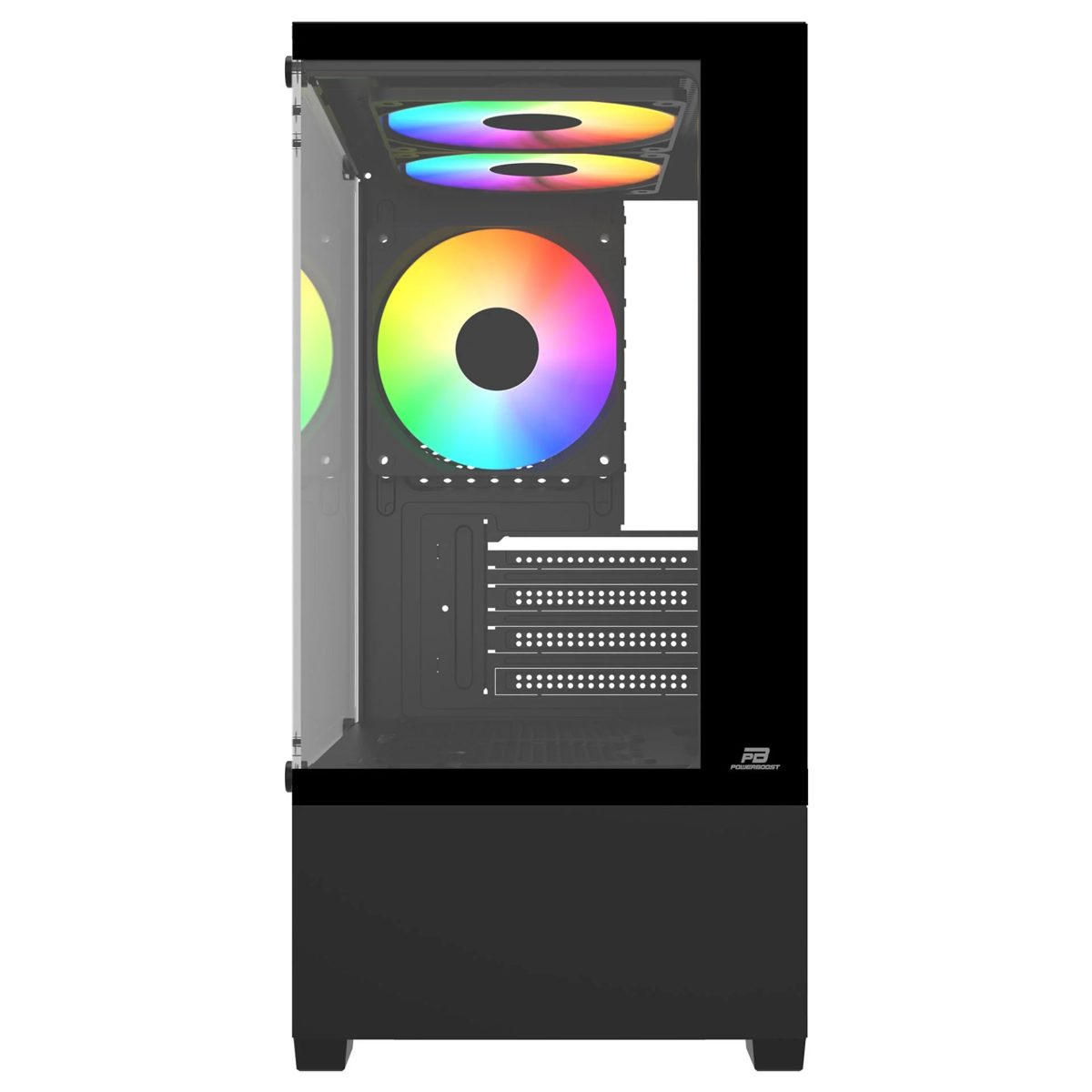 PowerBoost M5001B 500W 3*12cm Rainbow Fan USB 3.0 Seaview MATX Gaming Siyah Kasa - görsel 2