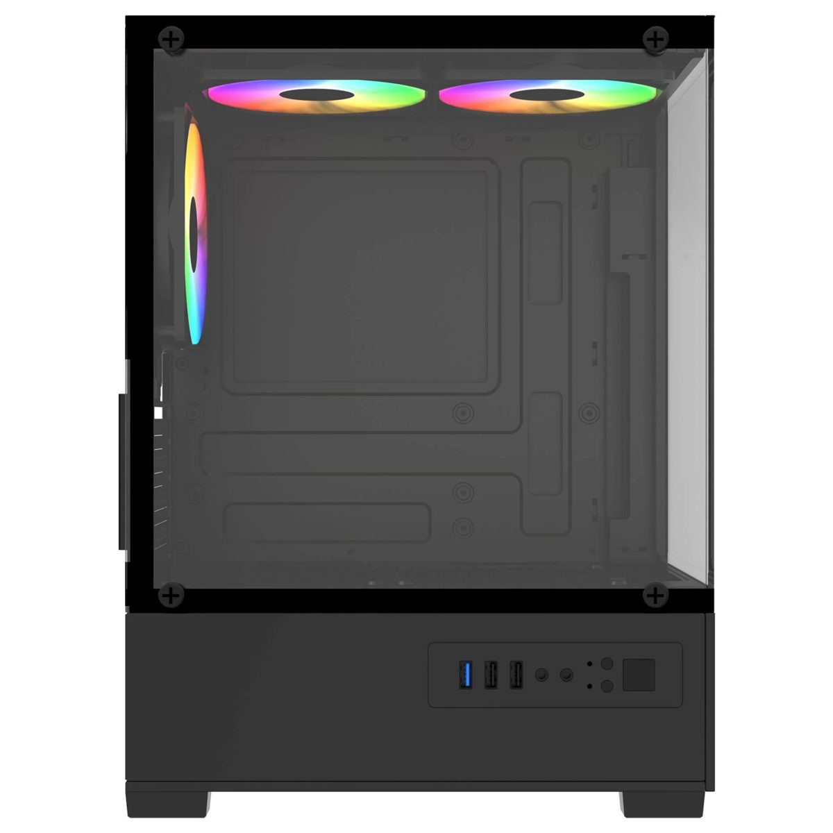 PowerBoost M5001B 500W 3*12cm Rainbow Fan USB 3.0 Seaview MATX Gaming Siyah Kasa - görsel 4