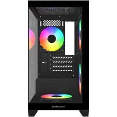 GameBooster M6001B 600W 4*12 Rainbow Fan Mid-T M-ATX SeaView Gaming Siyah Kasa - görsel 3