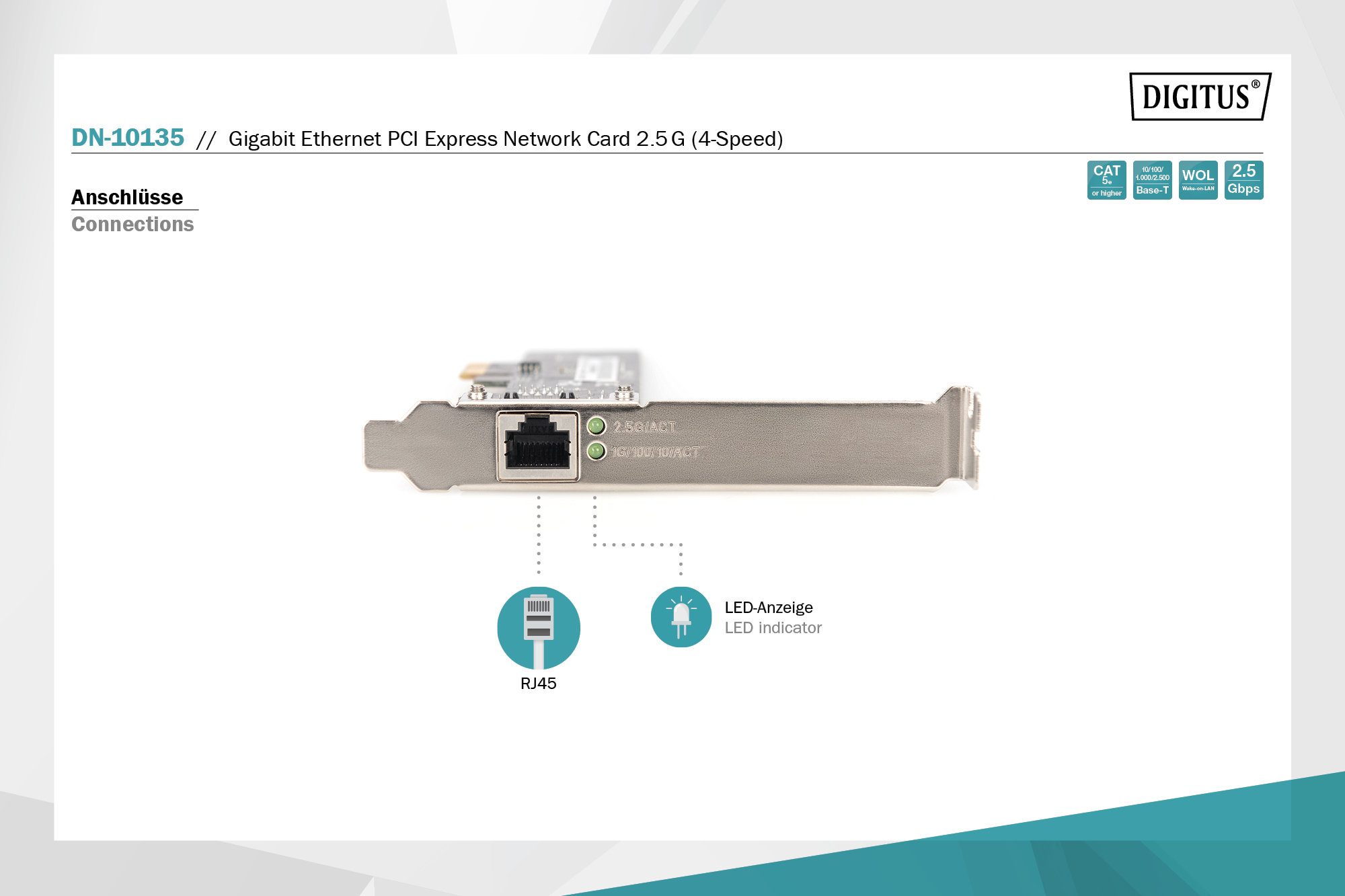Digitus DN-10135 Gigabit Ethernet PCI Express Kartı 2.5G - görsel 3