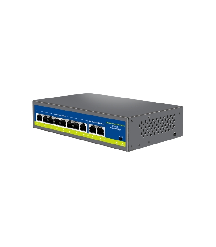 NVC-S218FP2G 8 Port 10/100MB 2 Uplink Giga Cloud POE Switch - görsel 2