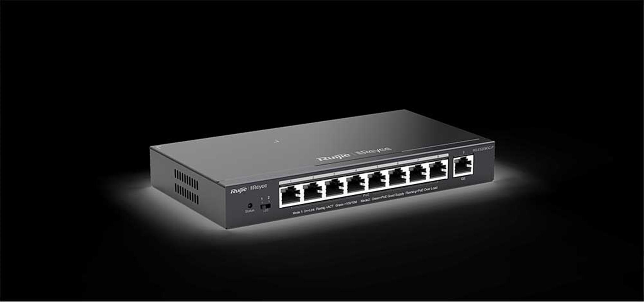 Ruijie-Reyee RG-ES209GC-P 8 Port POE+ 10/100/1000Mbps+1Port 10/100/1000Mbps Yönetilebilir Çelik 120W