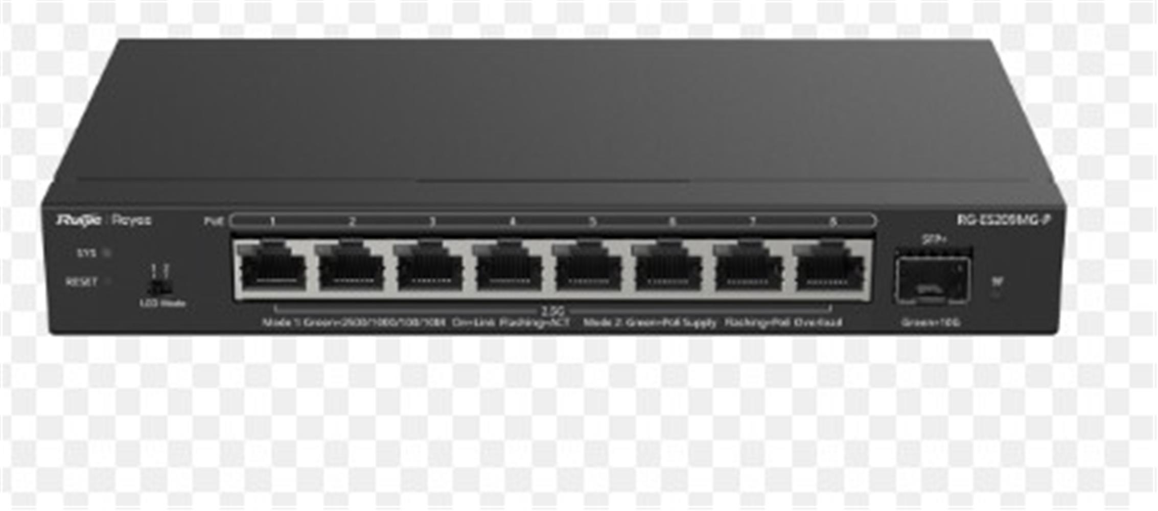 Ruijie-Reyee RG-EG209MG-P 9 port 10/100/1000Mbps Yönetilebilir Switch 1 x10G SFP 8 Port Poe+130W